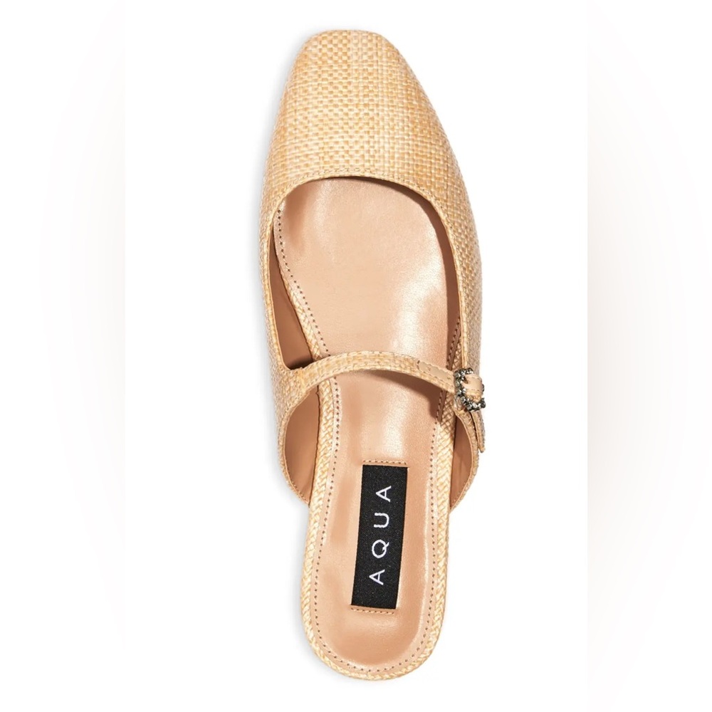 Aqua Gigii Natural Raffia Boho Vacation Tropical Flats Sz 6.5 New in Box